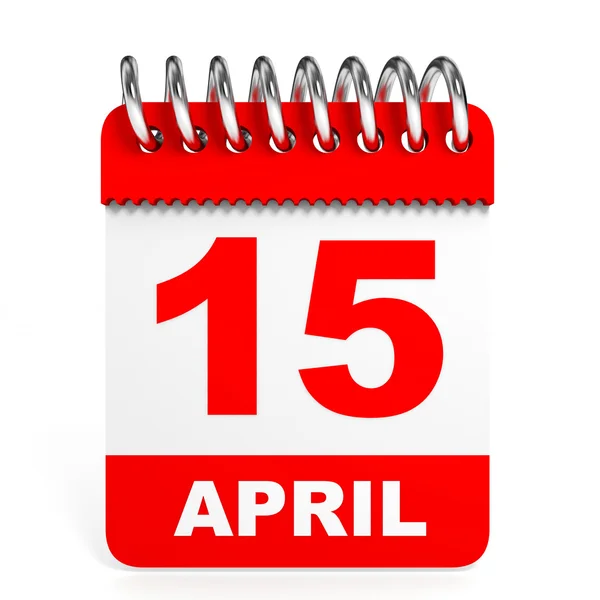 Calendario su sfondo bianco. 15 aprile . — Foto Stock