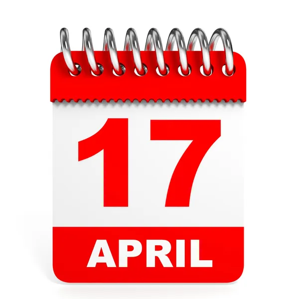 Kalender auf weißem Hintergrund. 17. April. — Stockfoto