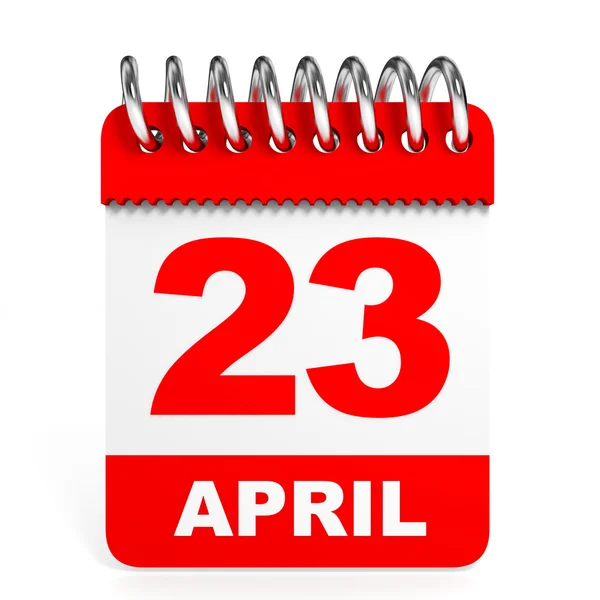 Calendar on white background. 23 April. — Stock Photo, Image