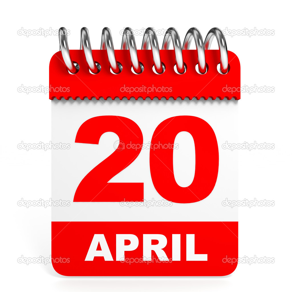 Calendar on white background. 20 April. — Stock Photo © iCreative3D #44545563
