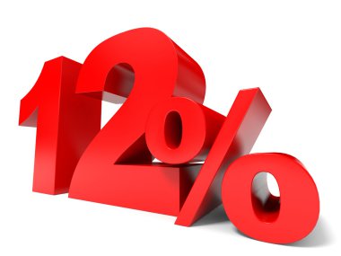 Kırmızı oniki yüzde. yüzde 12 indirim.