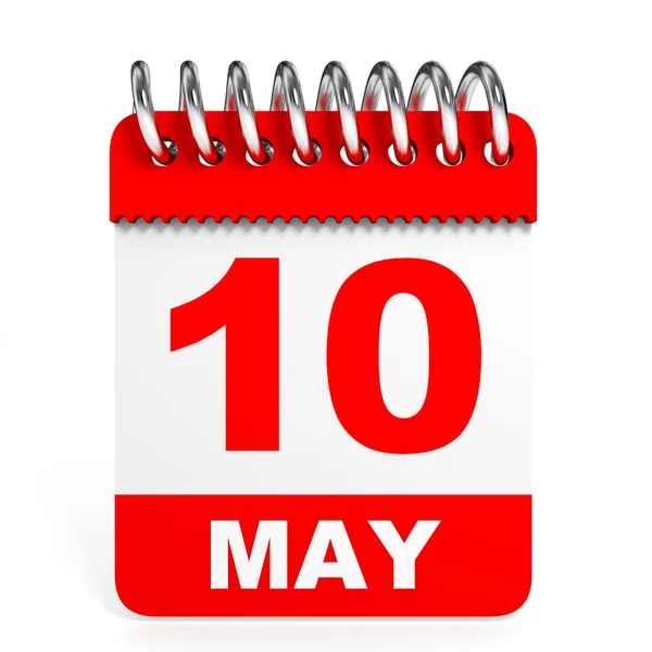 Calendar on white background. 10 May. — Stock Photo, Image