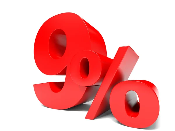 Red nine percent off. Discount 9 percent. — Stock Photo, Image