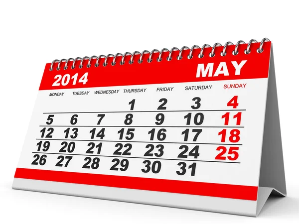 Calendario Mayo 2014 . —  Fotos de Stock