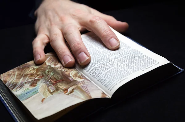 Un homme lisant la Sainte Bible — Photo