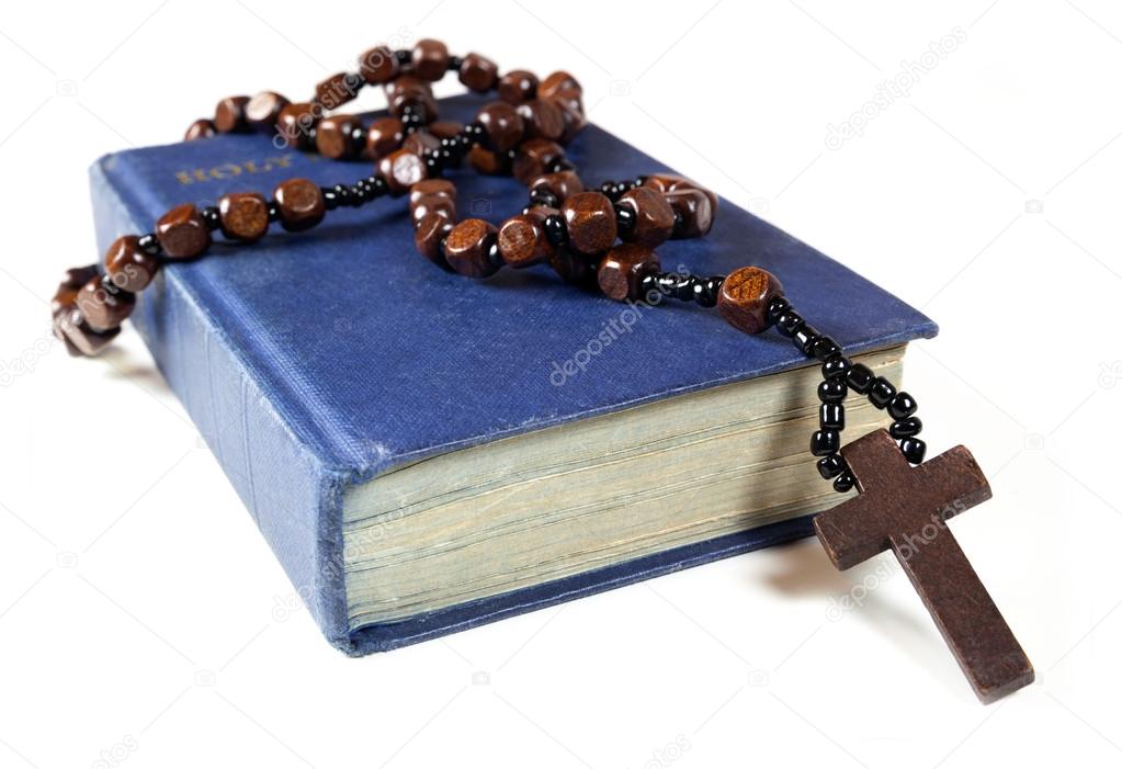 Rosary beads and Bible