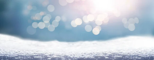 Kall Vinter Snö Landskap Med Solig Himmel Och Gnistrande Ljus — Stockfoto