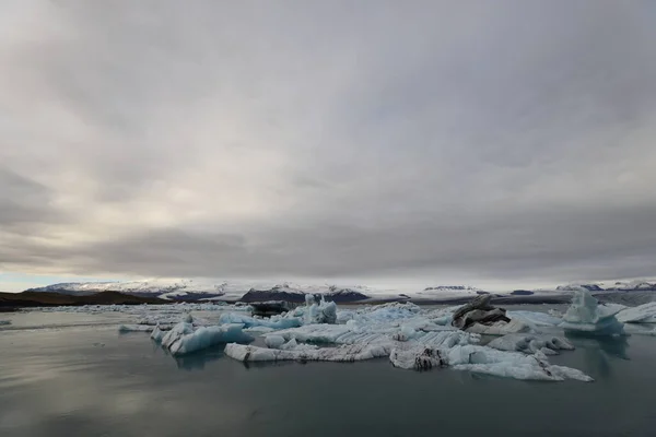 Όμορφη Θέα Του Παγόβουνα Jokulsarlon Παγετώνα Λιμνοθάλασσα Vatnajokull Εθνικό Πάρκο — Φωτογραφία Αρχείου