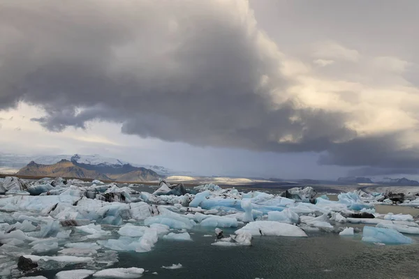 Bela Vista Dos Icebergs Lagoa Glaciar Jokulsarlon Parque Nacional Vatnajokull — Fotografia de Stock