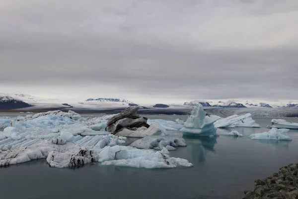 Όμορφη Θέα Του Παγόβουνα Jokulsarlon Παγετώνα Λιμνοθάλασσα Vatnajokull Εθνικό Πάρκο — Φωτογραφία Αρχείου