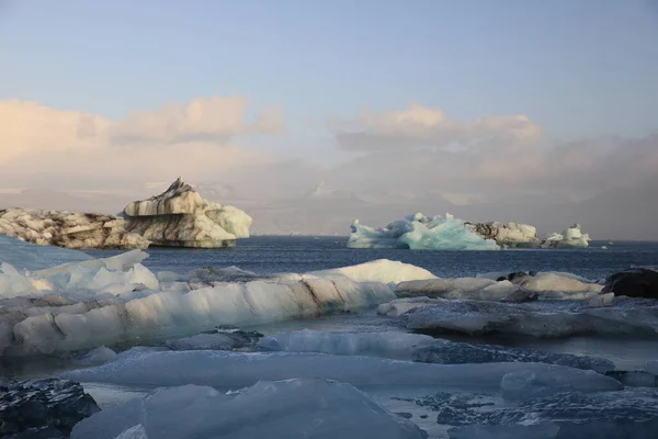 Прекрасний Вид Айсбергів Лагуні Льодовика Йокулсарлон Національний Парк Ватнайокутль Ісландія — стокове фото