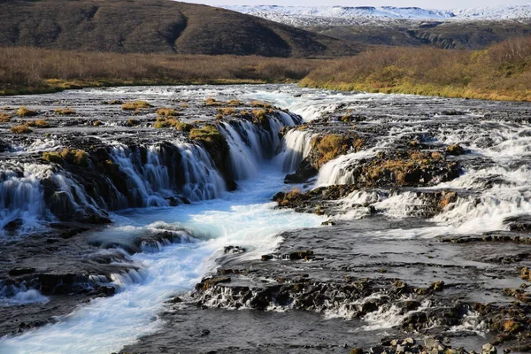 Krásný Tyrkysový Vodopád Bruarfoss Island — Stock fotografie