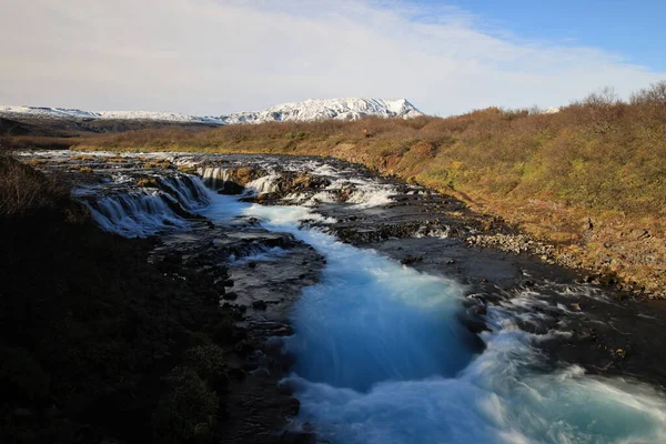 Piękny Wodospad Turquoise Bruarfoss Islandia — Zdjęcie stockowe