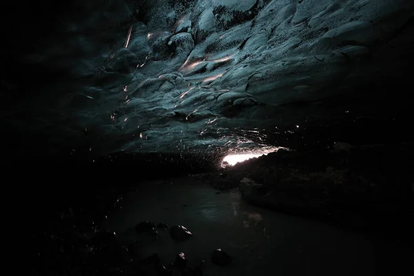 Grotta Ghiaccio Sulla Riva Settentrionale Della Laguna Glaciale Joekulsarlon Nel — Foto Stock