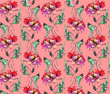 pembe bir arka plan üzerinde dekoratif haşhaş