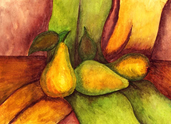 Натюрморт с желтыми грушами — стоковое фото