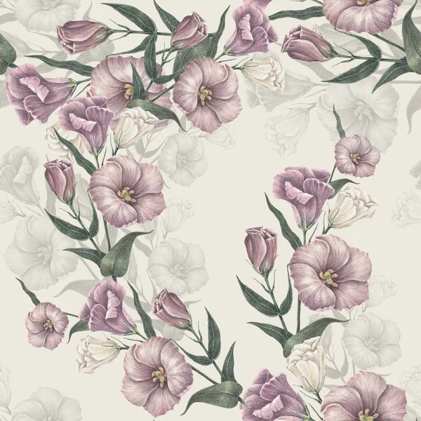Suluboya Çiçekleri Rlanda Gülü Süt Arka Planında Yapraklar Var Dekorasyonlar — Stok fotoğraf