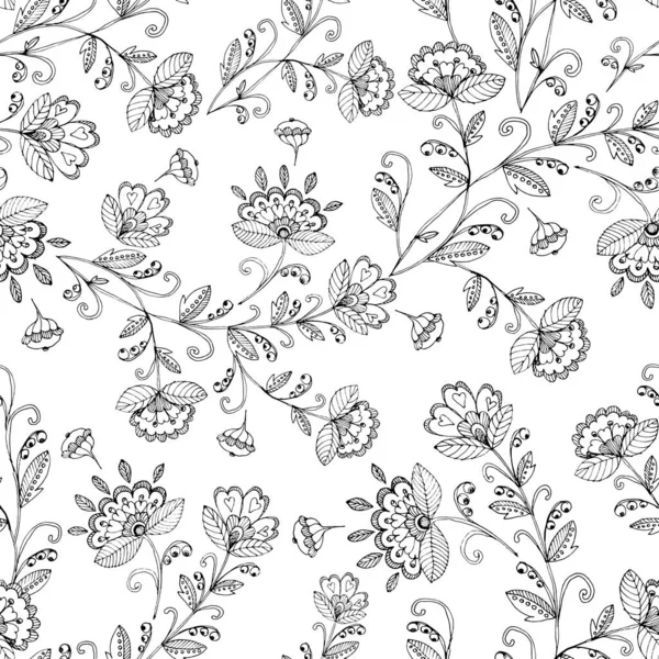 Decorative Lace Flowers White Background Floral Seamless Pattern — Stock Photo, Image