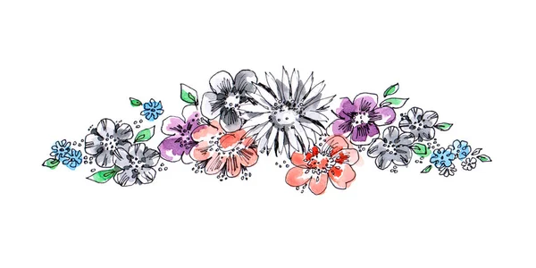 Watercolor Floral Garland Illustration Decorating Your Ideas — Stock Photo, Image