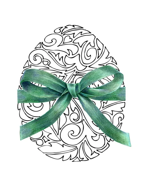 Graphic Lace Egg Bow White Background Illustration Decorating Your Ideas — Fotografia de Stock