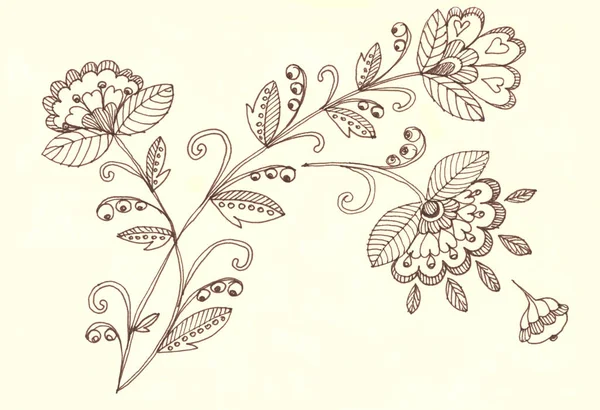 Grafikus Rét Virágok Bézs Háttér Illusztráció Ötletek Díszítéséhez — Stock Fotó