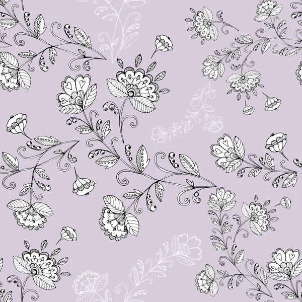 Blommönster Violett Bakgrund Sömlös Vektor Illustration — Stock vektor