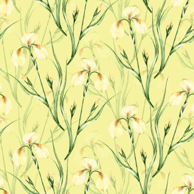  Dekor kumaşı için suluboya yabani çiçeklerle kusursuz desen.