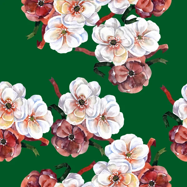  Seamless pattern with watercolor spring composition for decor papers.