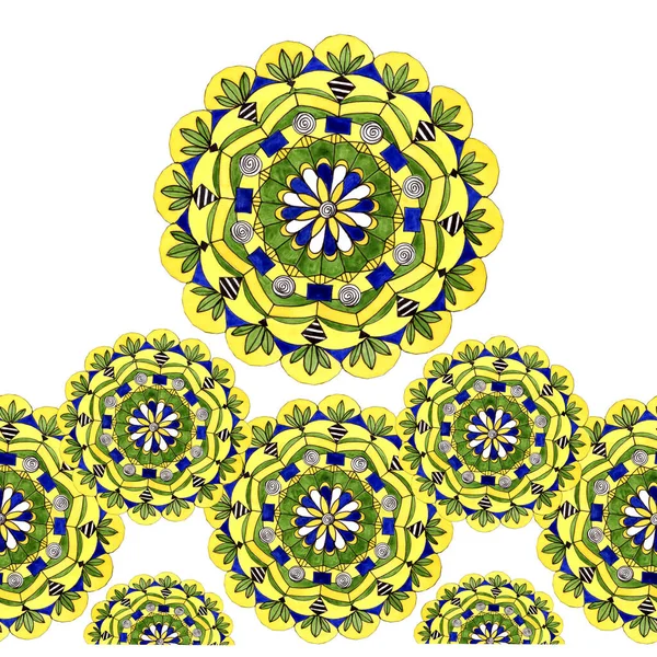 装飾紙のための幾何学的なカラフルなマンダラとシームレスなパターン — ストック写真