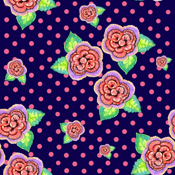 Naadloos Patroon Met Decoratieve Kleurrijke Bloemen Met Spikkels Voor Decoratieve — Stockfoto