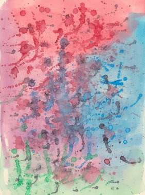 Suluboya arka plan sıçraması. El yapımı illüstrasyon.