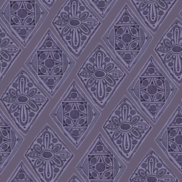 Graphic decor for printed and design. Monochrome ornament. Seamless pattern on violet background.