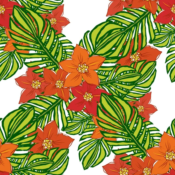 Fleurs Décoratives Narcissiques Pour Design Ornement Fleurs Feuilles Sur Fond — Image vectorielle