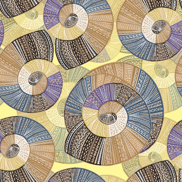 Forest Shell Draw Colored Pencils Abstract Composition Seamless Pattern Yellow — Fotografia de Stock