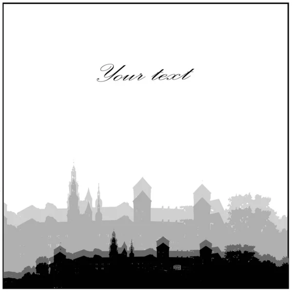 Decorative City Printed Design Monochrome Ornament White Background — Photo