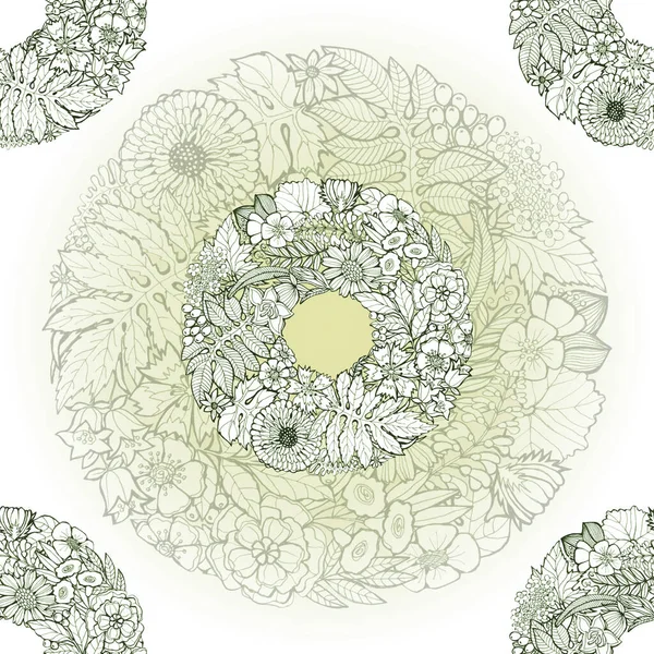 Графічні Лугові Квіти Гірлянді Безшовний Візерунок Білому Тлі Ілюстрація Прикраси — стокове фото