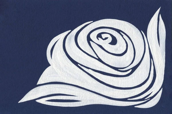 Decorative flower rose painted in watercolor on blue background. Illustration for decoration.
