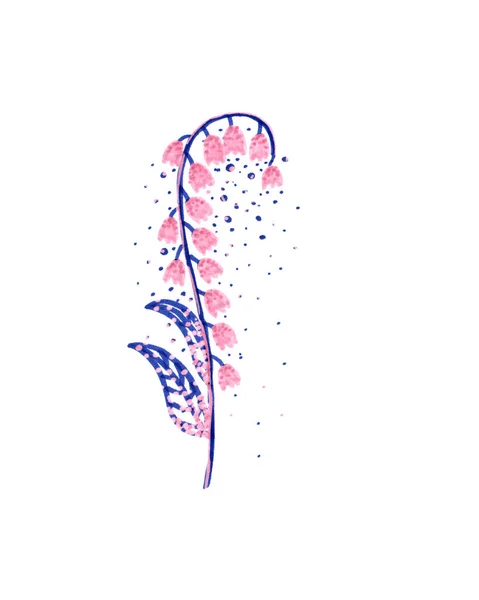 Aquarel Kan Lelie Bladeren Met Bloemen Witte Achtergrond Handgemaakte Illustratie — Stockfoto