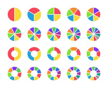 Pasta grafiği. 1 'den 11' e kadar olan bölümün grafiğini çiz. Yuvarlak diyagramda 6, 5, 3 bilgi bölümü. Döngü süreci için tekerleğin grafiksel simgesi. İlerleme, istatistik ve analiz için bir parça pasta grafiği. Vektör.