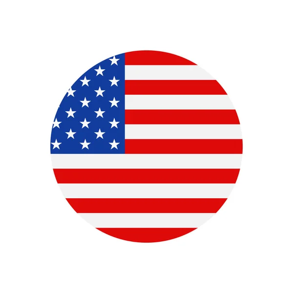 Bandiera Americana Icona Cerchio Usa Patriota Con Stella Striscia Emblema — Vettoriale Stock