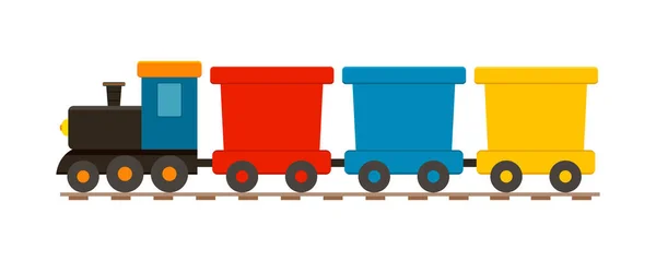 Cartoon Kinderlokomotive Mit Waggons Spielzeugeisenbahn Für Kinder Ikone Des Süßen — Stockvektor