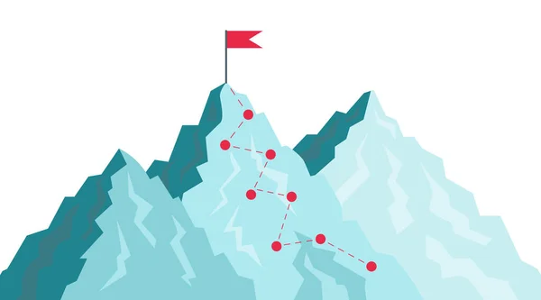 Vägen Berget Framgångsresa Med Mål Destination Utmaning För Ledarnas Tillväxt — Stock vektor