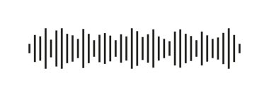 Ses dalgası simgesi. Ses ve radyo. Ses, müzik ve podcast için ses dalgası. Şarkının sinyalinin sıklığı. Ses dalgası dalgası. Müzik parçası, nabız ve dengeleyici için grafiksel element. Vektör.