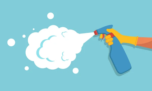 Nettoyer Désinfecter Spray Tenez Une Bouteille Avec Spray Antibactérien Pour — Image vectorielle
