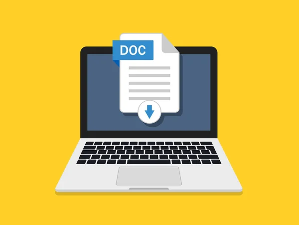 Download Documento Doc Computador Ícone Arquivo Upload Laptop Arquivo Texto — Vetor de Stock