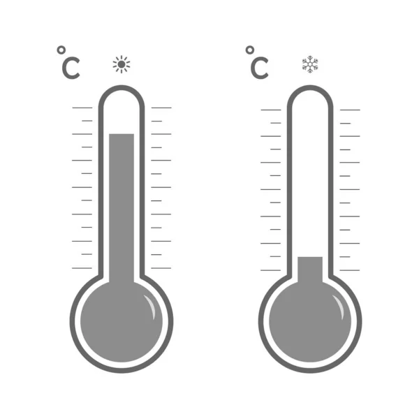 Icono Temperatura Símbolo Frío Caliente Set Termómetro Línea Para Verano — Vector de stock