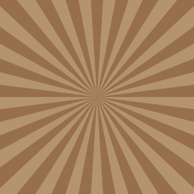 Çikolata patlamış arka plan. Işınlar ile kahverengi çikolata arka planı. Güneş patlaması ve eğlenceli ışınlar. Çikolatalı kahve arkaplanı. Merkezde ve güneş ışığında soyut retro doku. Vektör.
