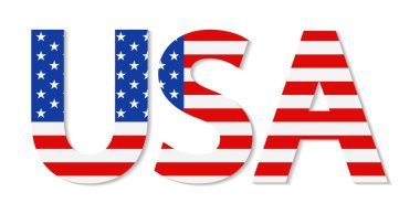 Kelimesi kelimesine Amerikan bayrağı. Mesajlı logo ve ABD bayrağı. Amerikan yapımı, vatansever, 4 Temmuz ve seyahat ikonu. American Banner 'ın grafiksel yazı tipi. Bizim tasarım sembolümüz. Vektör.