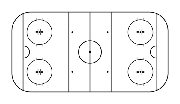 曲棍球场轮廓溜冰场 冰上竞技场的尼尔和冬季运动比赛 顶部的冰球场 有图形线路图的体育场 计划和游戏的基本背景 — 图库矢量图片