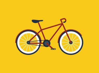 Bisiklet mi? Çizgi film bisikleti. Dağ yarışı için çizgi film bisikleti. Spor bisikletinin tekeri, pedalı, koltuğu ve kolu olan bir parçası. Dağ yolu için vektör çizimi. Eğitim, rekabet ve sağlıklı ikon.